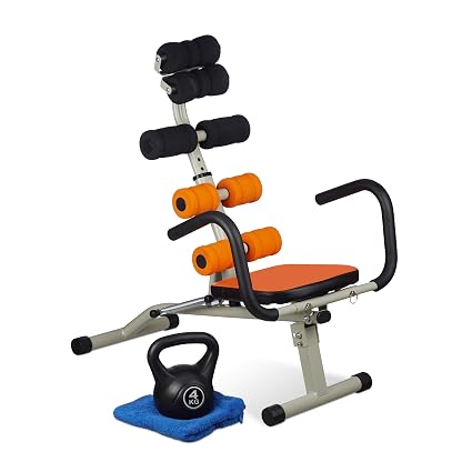 Relaxdays Bauch Ruckentrainer Polstergriffe Rollen Lehne