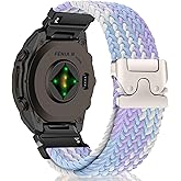 MiKoyi Nylon Bands for Garmin Fenix 8 43mm/Descent Mk3S/Descent Mk3Si/Garmin Fenix 7S Pro Solar/Fenix7S, 20mm QuickFit Nylon Sport Strap for Fenix6S/6S Pro Stretchy Braided