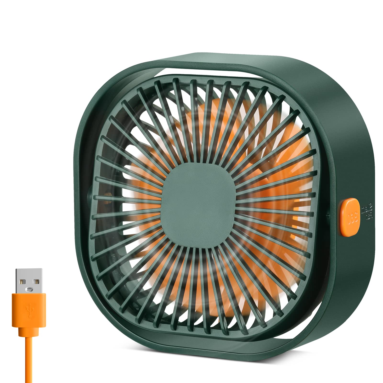 benpen USB Fan Silent Powerful Desk Small Table Fan 3 Speeds Adjustable Strong Wind, 360° Rotation Mini Personal Portable Cooling Plug in Fan for Desktop Office Home Bedroom Car Outdoor Camping