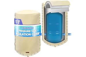 TOHONFOO 3-Way Round Well Pressure Tank Cover (5°F) - Insulated Well Pump Cover - Water Well Tank Covers - Thickened 3 Layers Water Well Tank Covers Insulated Freeze Proof, 28"Dia x 64"H