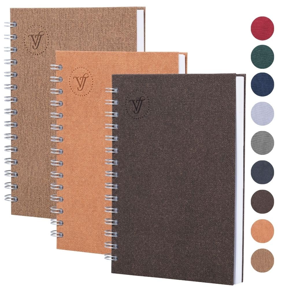 Victoria's Journals - Notebook A5, Hardcover A5 Lined Notebook with 8mm Line Spacing, 100 gsm, 200 Pages, Pack of 3, ‎‎14.8 x 5 x 21 cm, Brown