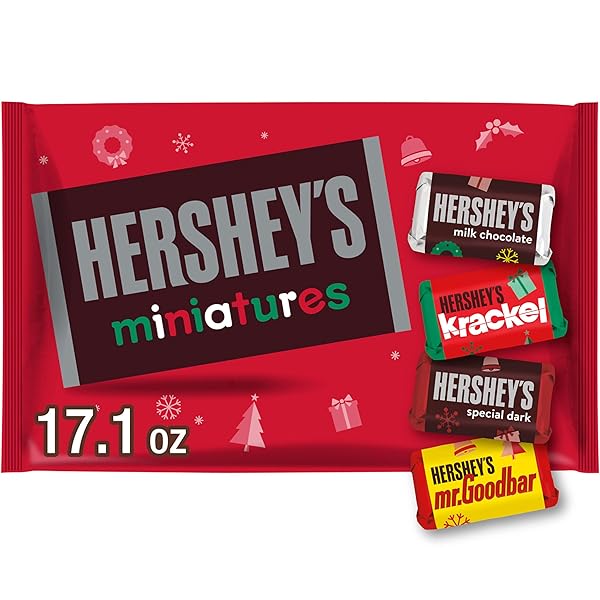 HERSHEY’S MINIATURES ASSORTED CHOCOLATE, CHRISTMAS CANDY BAG, 17.1 OZ