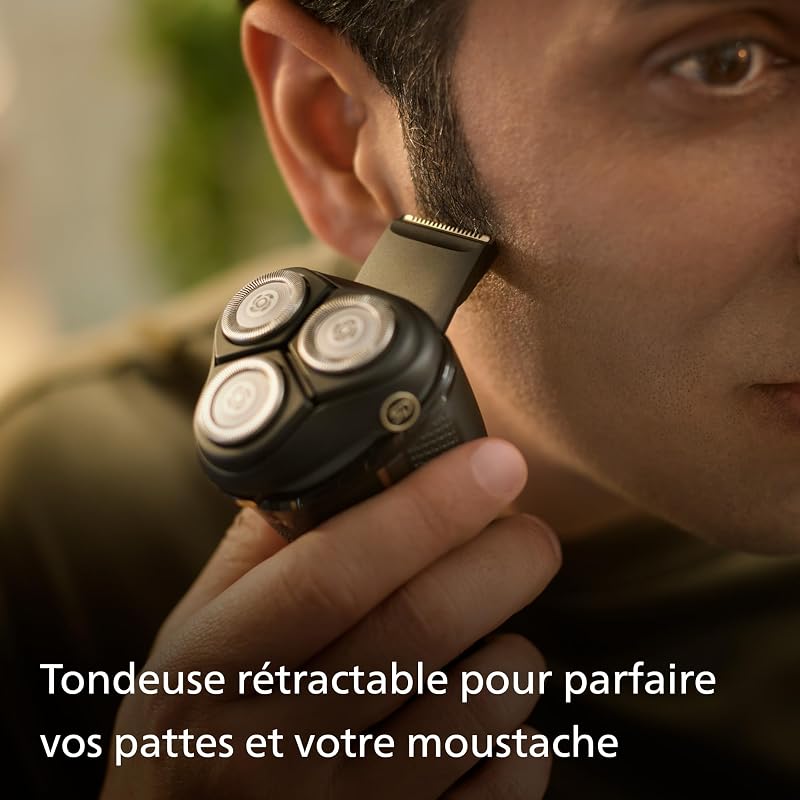 Electric Shaver Series 3000 - Rasoir électrique Wet & Dry pour hommes avec technologie SkinProtect, Tondeuse rétractable, Socle de recharge, Housse de voyage, Noir, modèle S3342/13