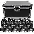 U`King 4PCS Moving Head DJ Lights with Flight Case Storage Container, LED Stage Lights by DMX/Sound Activated with Customized Road Case for Patry Wedding DJ Disco Bar Birthday