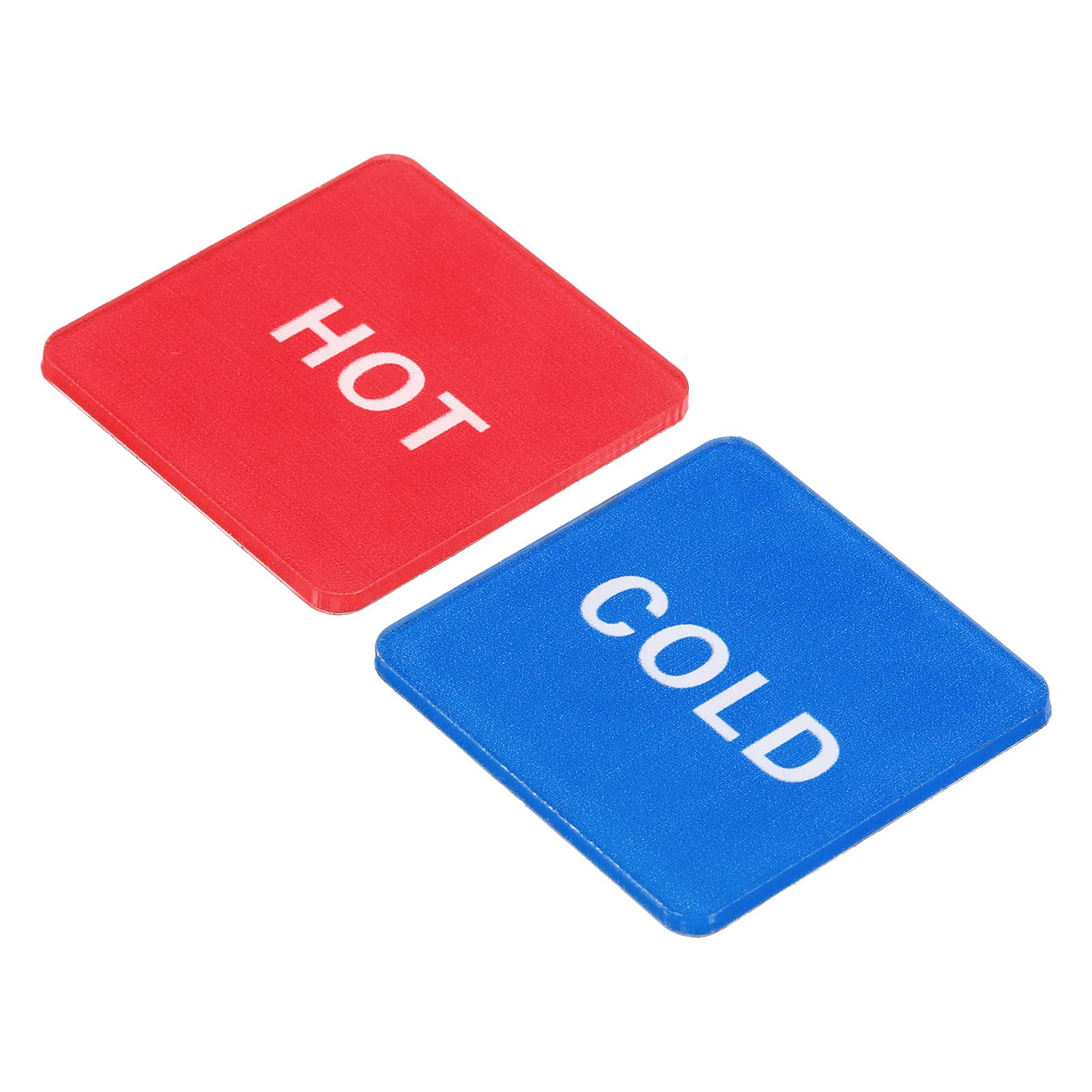 PATIKIL Self Stick Hot/Cold Water Label, 5 Pairs/10 Pack Acrylic Square Sticker Signs for Faucets Sinks, Red/White, Blue/White