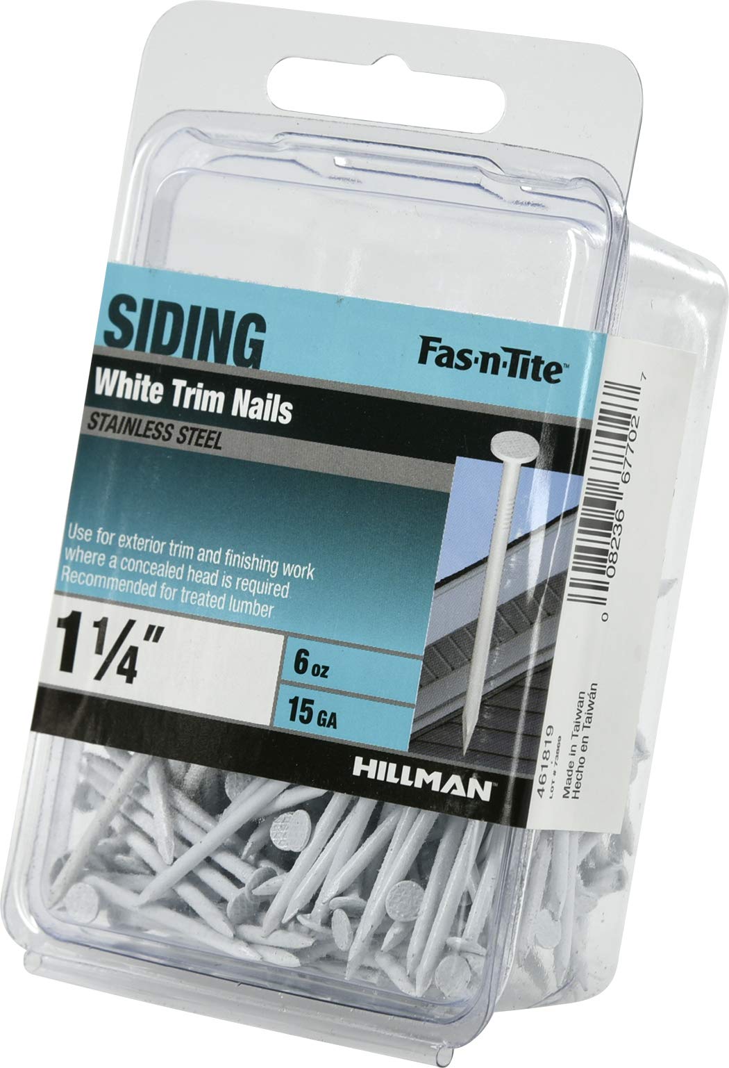 HILLMAN FASTENERS 461819 White Painted Stainless Steel Trim Nails, 6 oz/1.25 x 15, Silver - Image 2