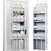 OneDream Over the Door Organizer for Nursery, 5-Tier Baby Clothes Organizer with Removable Storage Caddy, Hanging Behind Door Storage with Clear Pockets and Side Mesh Compartments, Grey