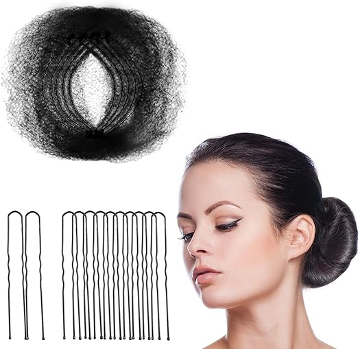 Hair Nets Invisible Elastic Edge Mesh And U Shaped Pins Set 50