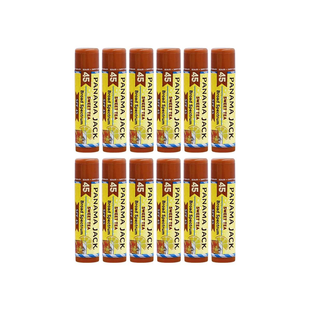 Panama Jack Sunscreen Lip Balm - SPF 45, Broad Spectrum UVA-UVB Sunscreen Protection, Prevents & Soothes Dry, Chapped Lips, Sweet Tea, 12-pack Image