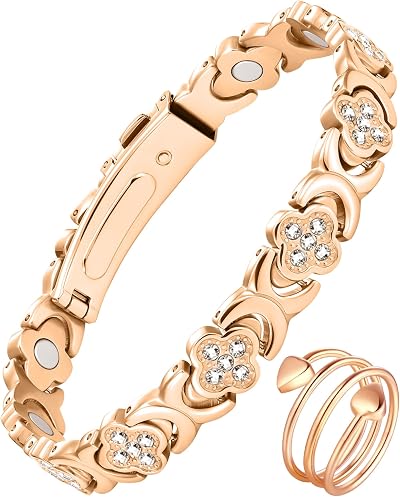 Jecanori Magnetic Bracelet Women Titanium Steel 3800 Gauss Adjustable Gift Box