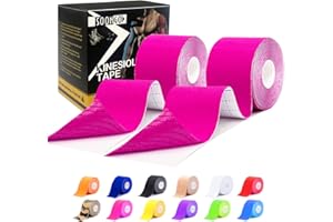 SOON GO Kinesiology Tape 2 Rolls Physio Relieve Muscle Soreness and Strain Shoulders Wrists Knees Ankles Elastic Waterproof Good Air Permeability Hypoallergenic 2 inch x 16 Foot Pink