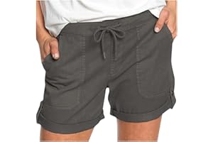 SDOHIG Shorts for Women Trendy Going Out Summer Pants Casual Drawstring Gym Short Pants with Pockets Comfy Baggy Beach Shorts