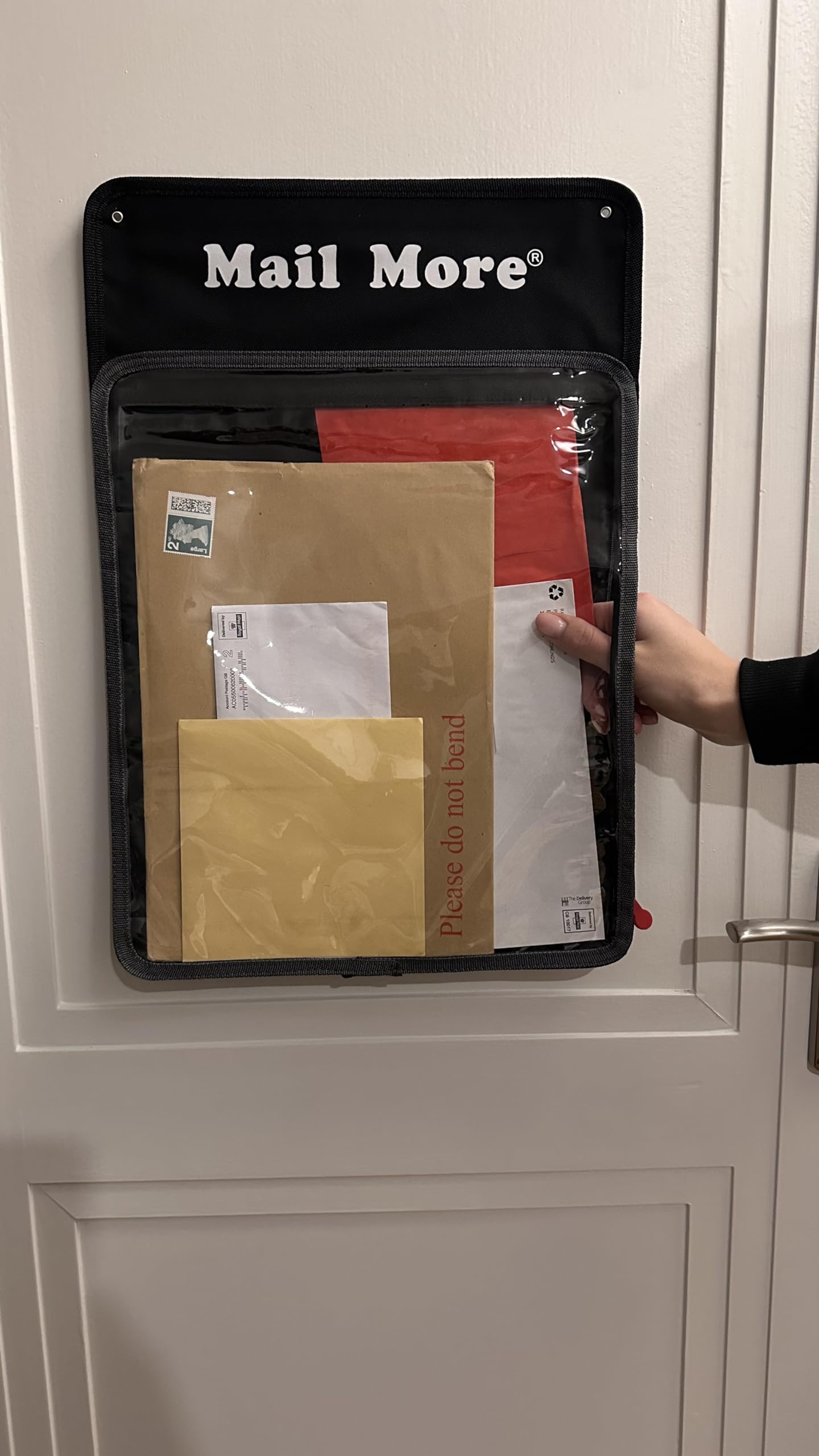 MAIL MORE® Letter Box Catcher, Post Catcher for UPVC, Glass, Wood, and Metal Doors, Indoor Letter Box Cages, Mail Parcel Catcher for Front Door, Gift Full/Half Transparent (FULL TRANSPARENT) — image 1