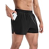 MIER Mens 3 Inch Shorts for Athletic Running Dry Fit Lightweight Workout Gym Active Shorts with Brief Liner, Pockets