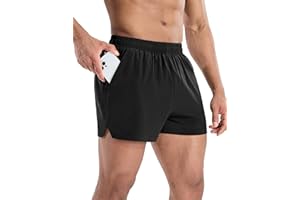 MIER Mens 3 Inch Shorts for Athletic Running Dry Fit Lightweight Workout Gym Active Shorts with Brief Liner, Pockets