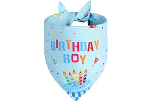 Agroon Boy Dog Birthday Bandana Blue Large 1PCS, Durable Triangle Reversible Scarf Bibs Handkerchief for Puppy Pet