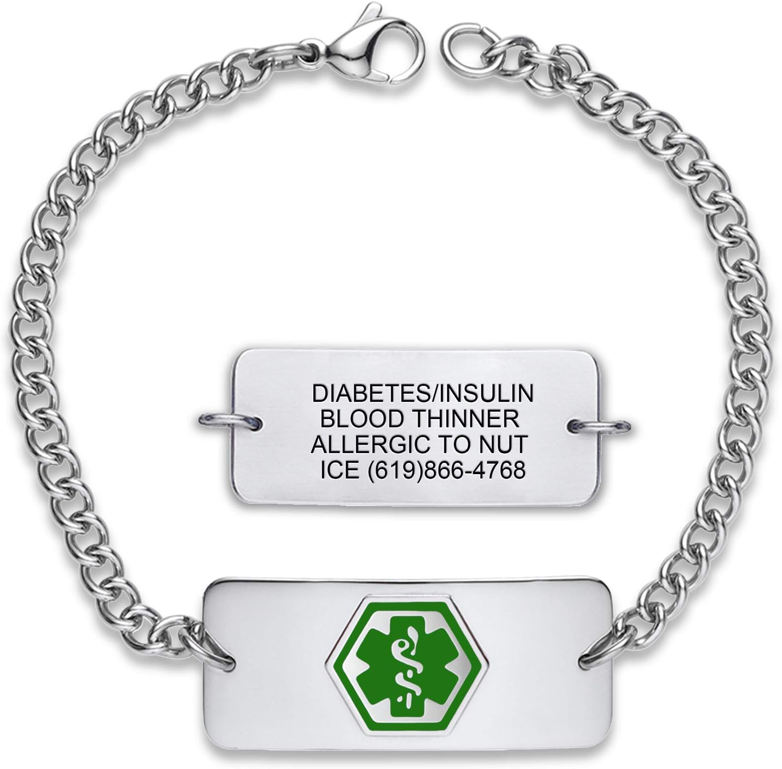 Divoti Deep Custom Engraved Classic Medical Alert Bracelets for Women/Men, Stainless Steel Medical Bracelet, Medical ID Bracelet Adjustable - w/Free Engraving