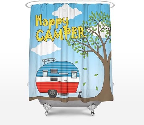 Vintage Rv Camping Fabric Shower Curtain Camper Travel Trailers