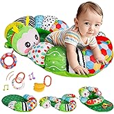SAIMAND 3-in-1 Tummy Time Pillow for Baby 0-6 Months, Detachable Caterpillar Tummy Time Playmat for Newborns, Soft Baby Toys 0-3-6-12 Months, Play Mat for Babies Boy Girl