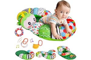SAIMAND 3-in-1 Tummy Time Pillow for Baby 0-6 Months, Detachable Caterpillar Tummy Time Playmat for Newborns, Soft Baby Toys 0-3-6-12 Months, Play Mat for Babies Boy Girl