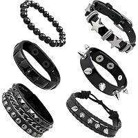 Bracelets Punk Cuir Clouté Bracelets Punk Rock En Cuir Clouté Giantree - Lot De 3 Réglables Bracelet Manchette Réglable