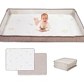 Taf Toys Foldable Soft Foam Baby Play Mat Waterproof Reversible Kids Play Mat for Floor Soft Foam Playmat Babies &amp; Toddlers Extra Large 59.1"&times;71" Double-Sided Mat with Fold-Up Sides - Off White