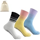 Topershow Long Yoga Socks with Grips for Women, Non-Slip Pilates Socks for Barre, Ballet, Dance