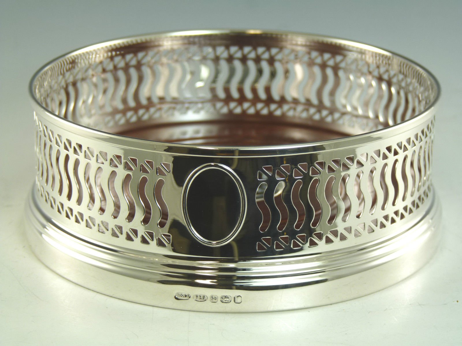 New Sterling Silver Wine Bottle/Decanter Pierced Coaster - 5" - Boxed