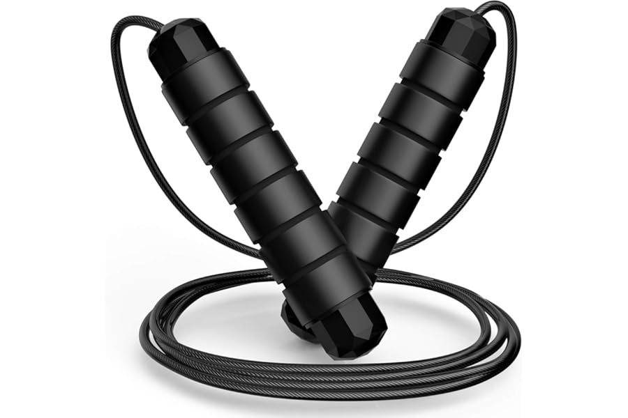 Jump Rope, Tangle-Free Rapid Speed Jumping Rope Cable with Ball Bearings for Women, Men & Kids, Adjustable Steel Jump Rope wi
