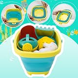 Zuimei Kids Beach Toys Foldable Bucket and Spade Set Molds Watering Can 6 pcs view 4