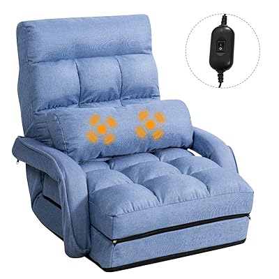 Giantex Folding Massage Lazy Sofa Lounger Bed with Armrests (Blue)