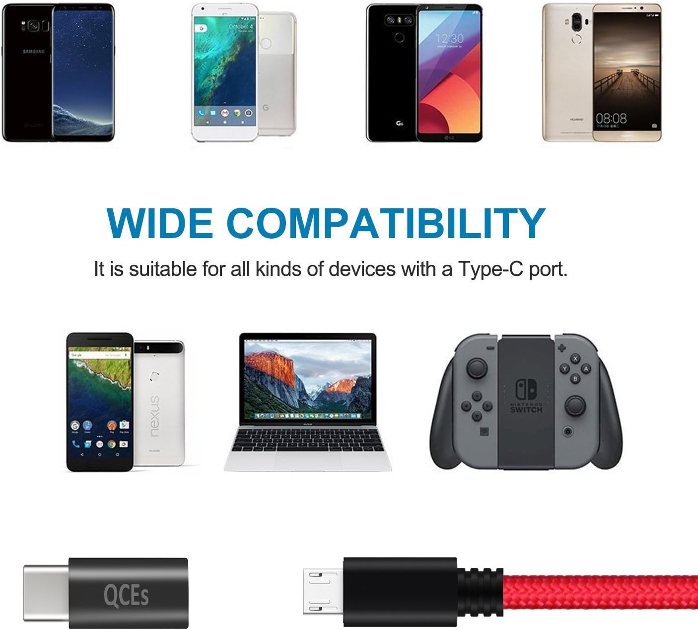 USB C Fast Charging Adapter 4Pack, QCEs Micro USB to USB C Convert Connector Charger Compatible with Samsung Galaxy S8 Plus S9 S10 S9+ S10+ Note 8/9, Google Pixel 2/3 XL LG V40 V30 V20 G7 G6 G5 More: Electronics