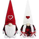 Valentines Decorations Black Red Plaid Gnomes Plush Decorations- 2Pcs Mr & Mrs Handmade Swedish Tomte Gnomes for Tiered Tray Decor - Valentines Party Home Mantle Table Decor Valentine Gnomes