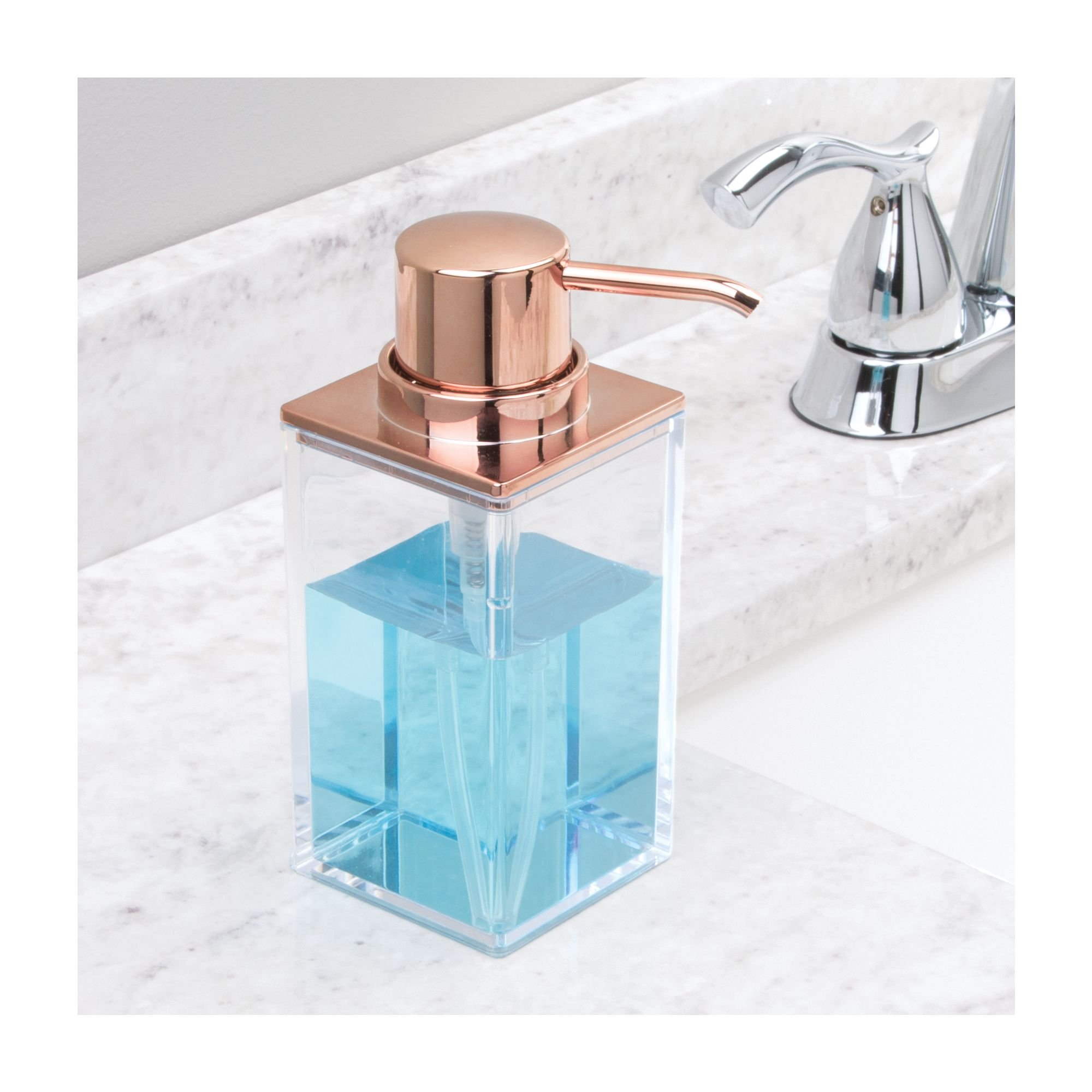 mDesign Square Plastic Bathroom Vanity Countertop Accessory Set