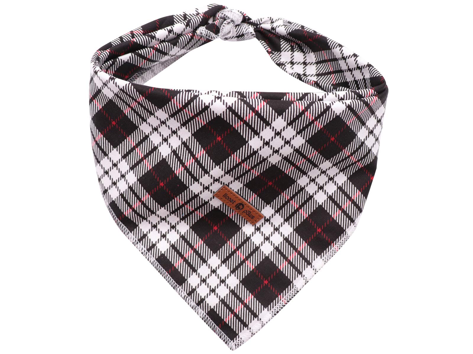 lionet paws Cute Comfortable Cotton Dog Cat Bandana Triangle Scarf for Small Medium Large Dog Black Grid