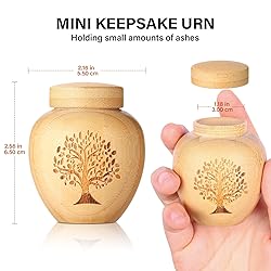 Small Urns for Human Ashes Made of Bamboo Set of