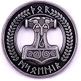 Thor Hammer Valknut Knot Viking Norse Rune Runes Symbol Odin Celtic Mythology 1.8" Enamel Pin Badge