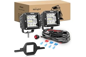 Nilight 2Pcs 3 Inch Led Pods Cubes 2 Inch Tow Hitch Mounting Brackets LED Backup Reverse Lights Rear Search Light Bar Wiring 