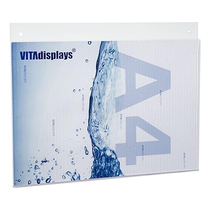 VITAdisplays® Posterhalter / Werbedisplay im DIN A4 Querformat aus Acrylglas, Transparent (NE-380HQ)