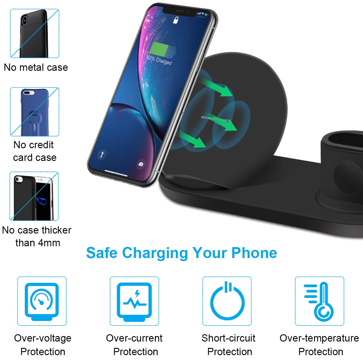 Qi Caricatore Wireless Yaature 3 in 1 Supporto di Ricarica Stazione di  Ricarica per iWatch Series 4/3/2/1 per iPhone iWatch Airpods Samsung Galaxy  S9/S9 Plus/Note 8/S8 iPhone XS/XR/X/8 Caricabatterie urban-earth.co.uk