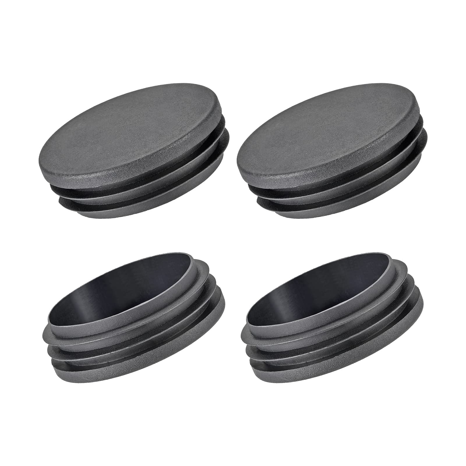 METALLIXITY Round Post End Caps (3"x0.9") 4pcs, Plastic Tubing End Cap Plug - for Decoration Furniture, Handrail Stair, Black