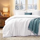 Quataly King Comforter Set White,3PCS Soft Lightweight Breathable Bedding Comforter Sets for All Season, King Size(104''×90'' Comforter & 2 Pillowcases)