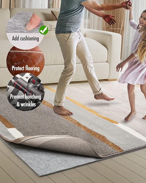NON SLIP RUG PAD GRIPPER – 8X10 FEET 1/4” EXTRA THICK FELT UNDER RUG FOR AREA RUGS AND HARDWOOD FLOORS,SUPER CUSHIONED NON SKID CARPET PADDING