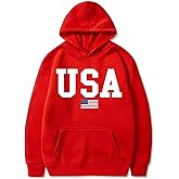 KPSTRO USA Hoodie Women Men Unisex Casual Graphic Patriotic American Flag Pullover Hoodie July 4th Drawstring Sweatshirt