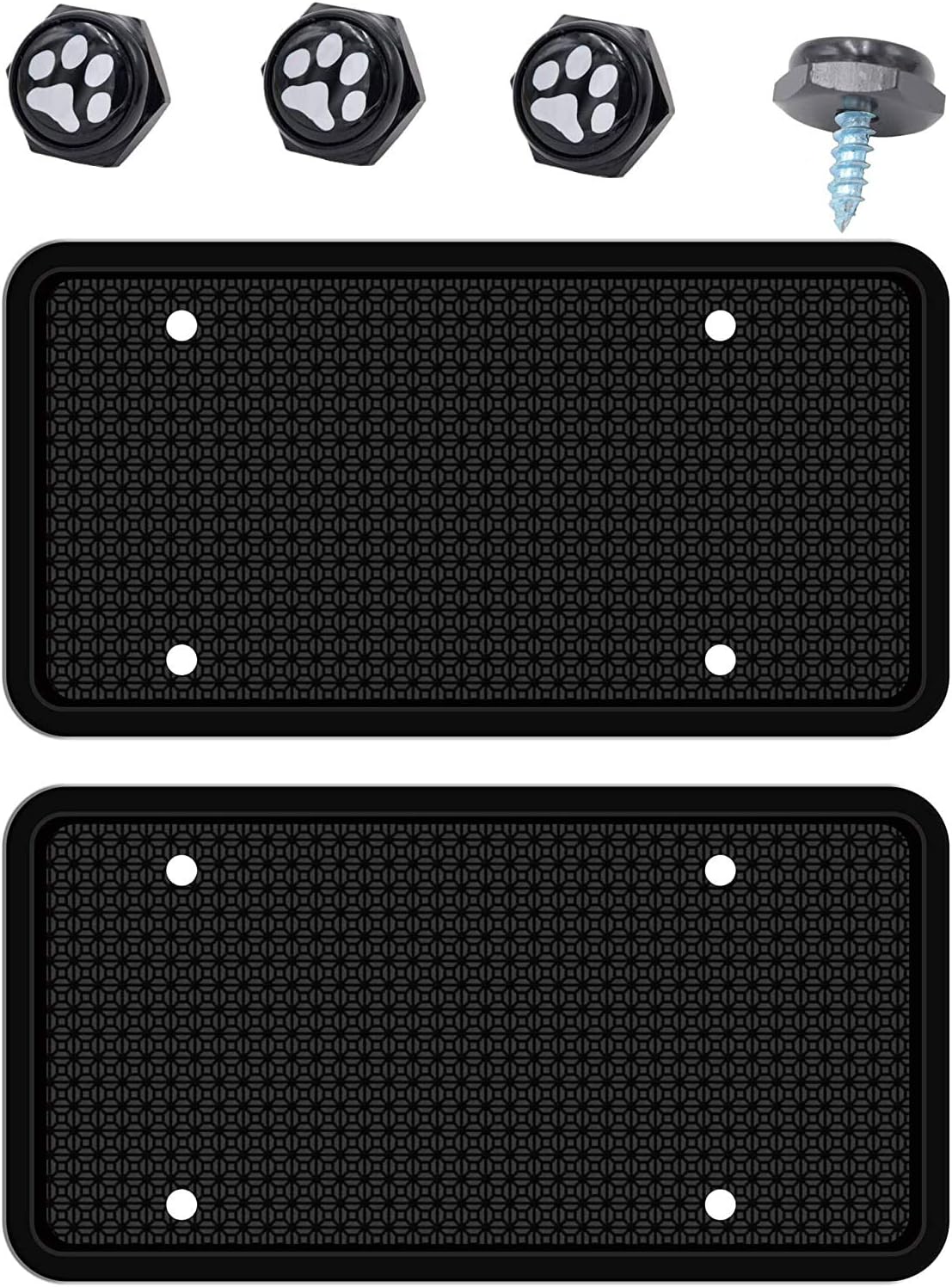 Cutequeen 2Pack Universal US Car Black Silicone License Plate Frames Cover Weather-Proof,Rust-Proof,Rattle-Proof