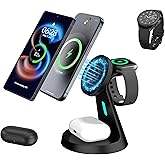 𝟐𝟎𝟐𝟔 𝐍𝐞𝐰 Magnetic Wireless Charger for Samsung & Apple Devices, 3 in 1 Charging Station Magnetic Charger Stand simultaneously Compatible with Samsung and Apple Series Black