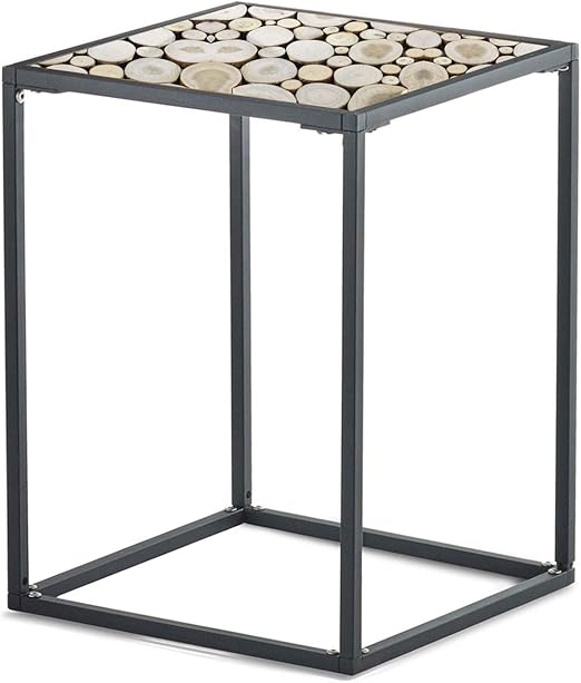 Amazon Com Design Ideas Pietra Branch Small Side Table Acacia Wood And Metal Modern End Accent Table Black Tan Kitchen Dining