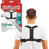 MUELLER Sports Medicine Posture Corrector for Women and Men, Adjustable Back Support for Scoliosis, Kyphosis & Text Neck, One Size, Black