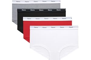 Hanes Womens Originals Boyshort Underwear, Breathable Stretch Cotton Boyshort Panties, 4-Pack