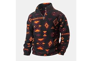 Men's Printed Fleece Half Zip Pullover, Soft Warm Stylish Athletic Sweatshirt for Casual Daily Gym Loungewear